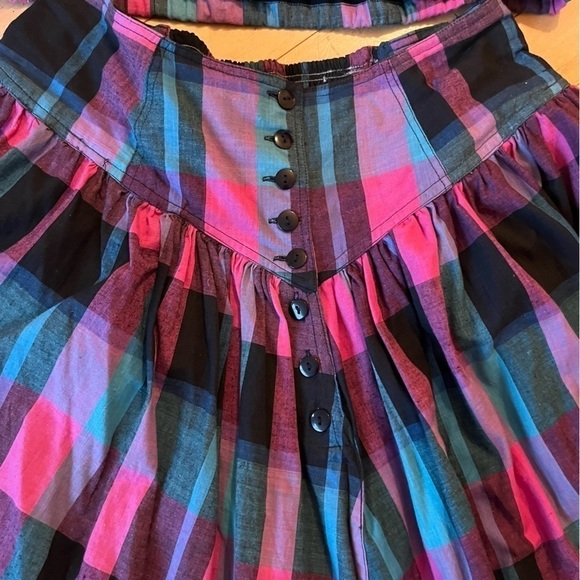 Vintage The Cotton Collection Matching Checkered Long Sleeve Blouse & Sk… - Picture 16 of 16